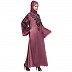 A-line party wear abaya with Resham embroidery work- Mauve Pink